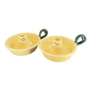 Metlox Pottery Poppytrail Farmhouse Candle Holder Set 2 Candlestick Finger Loop